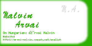 malvin arvai business card